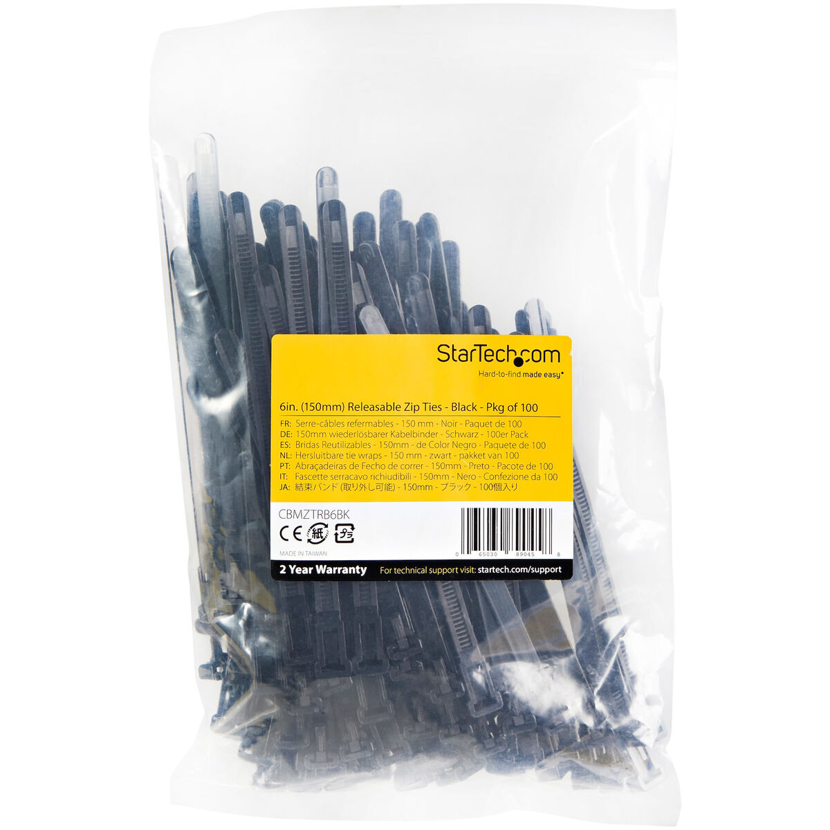 Kabelbindere i nylon Startech CBMZTRB6BK Sort